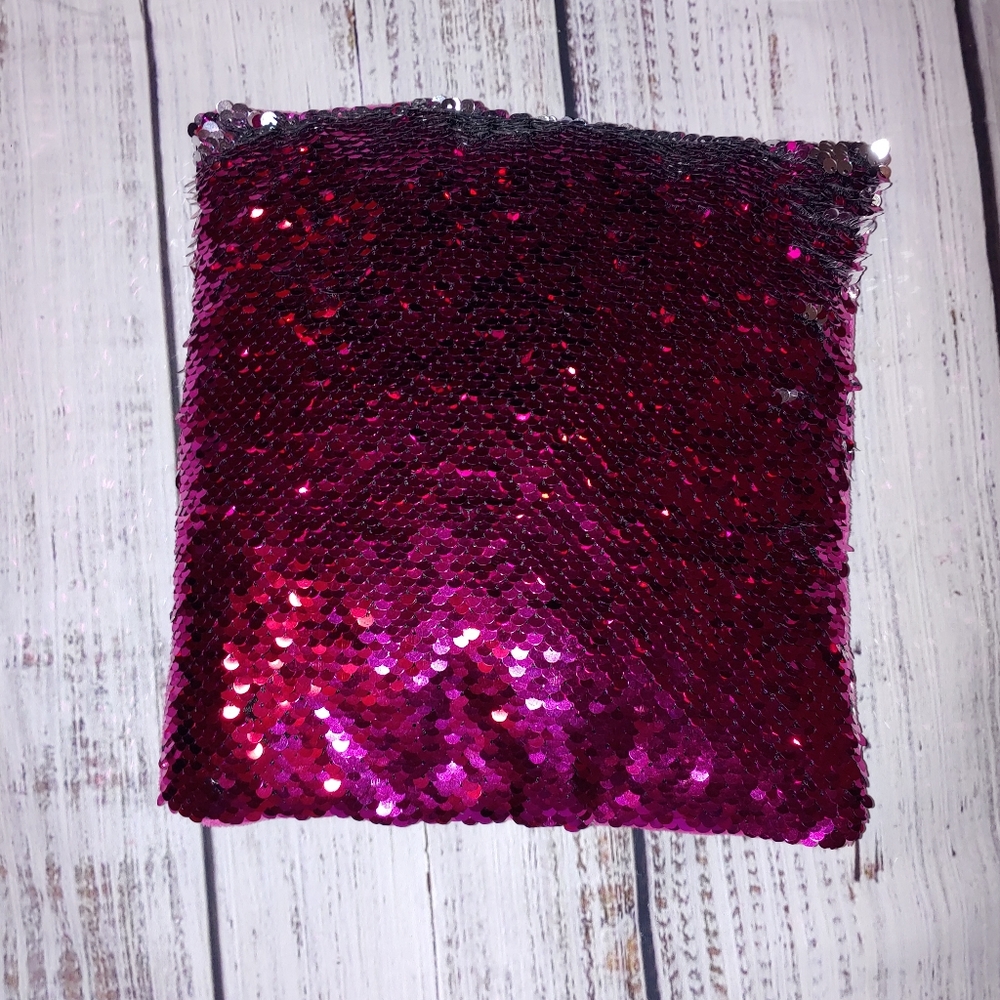 Small Pink and Silver Flip Sequin Pillow